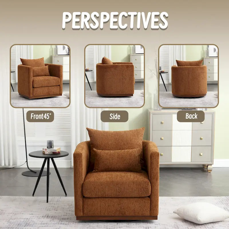 Brown Modern 31.5 Chenille Swivel Accent Chair