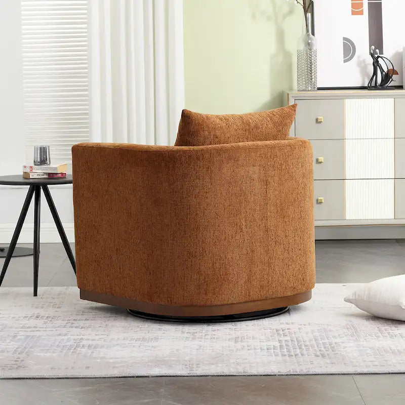 Brown Modern 31.5 Chenille Swivel Accent Chair