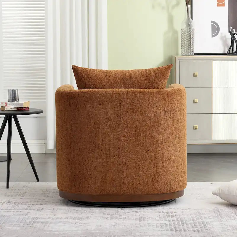 Brown Modern 31.5 Chenille Swivel Accent Chair
