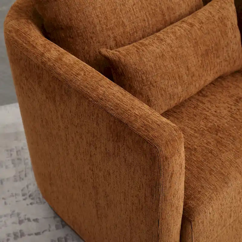 Brown Modern 31.5 Chenille Swivel Accent Chair