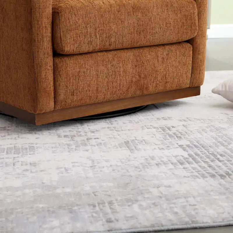 Brown Modern 31.5 Chenille Swivel Accent Chair
