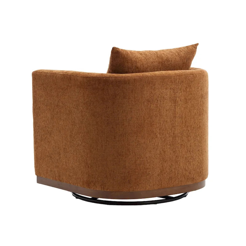 Brown Modern 31.5 Chenille Swivel Accent Chair
