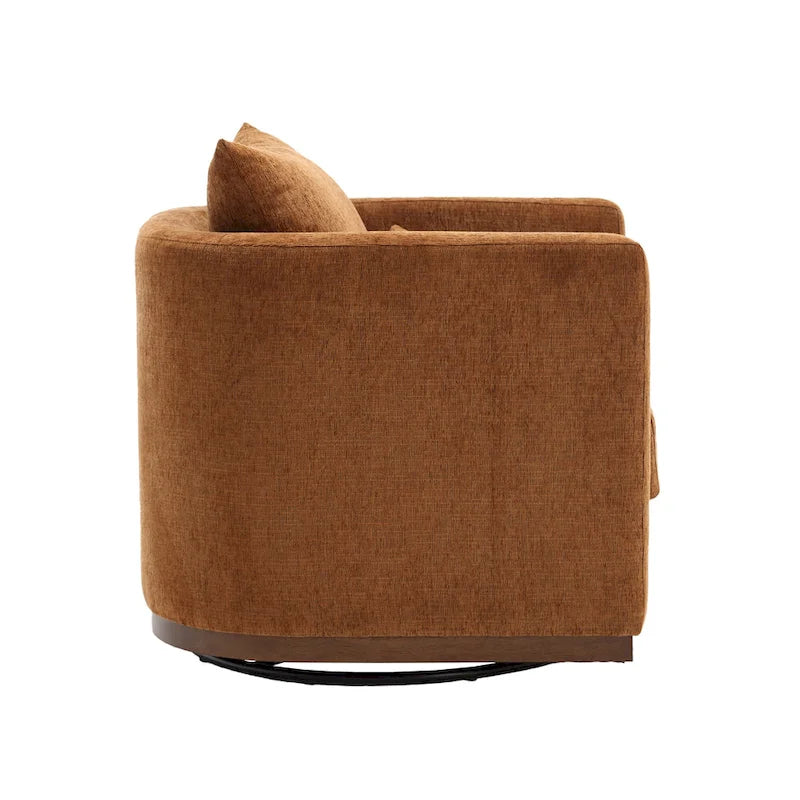 Brown Modern 31.5 Chenille Swivel Accent Chair