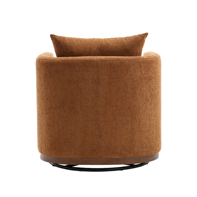 Brown Modern 31.5 Chenille Swivel Accent Chair