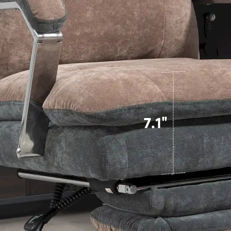 Coffee Oversized Velvet Office Recliner Chair with Footrest and Swivel Wheels