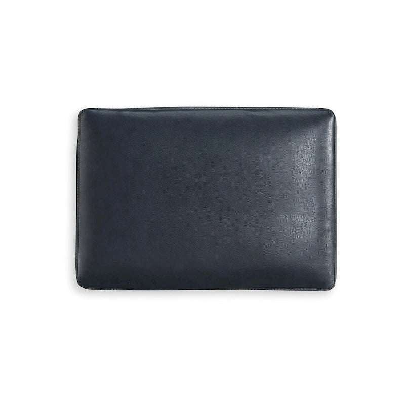 Genuine Leather Top Ottoman with Corner-Blocked Frame and Faux Wood Feet