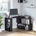 L-Shaped Computer Desk with 360 Rotating Design and Built-In Shelves