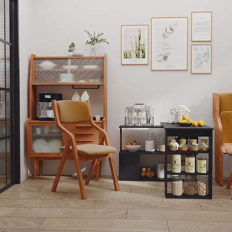 L-Shaped Computer Desk with 360 Rotating Design and Built-In Shelves