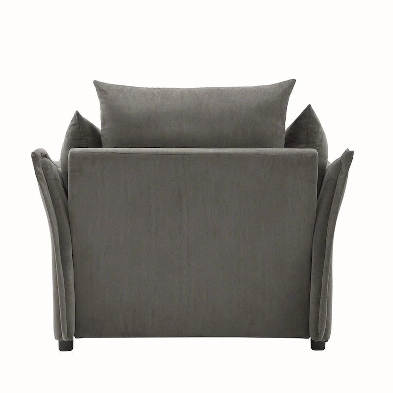Oversized Chenille Lounge Armchair with High Backrest and Removable Cushions