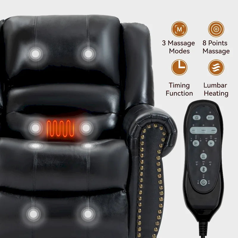Brown Genuine Leather Power Lift Recliner Chair with Dual Motor, Heat Massage, USB Ports, and Infinite Recline