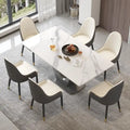 Sintered Stone Rectangle Dining Table with Stainless Steel V-Shape Pedestal