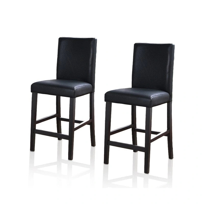Parson Counter Stool with Wood Legs and Polyester Upholstered Seat