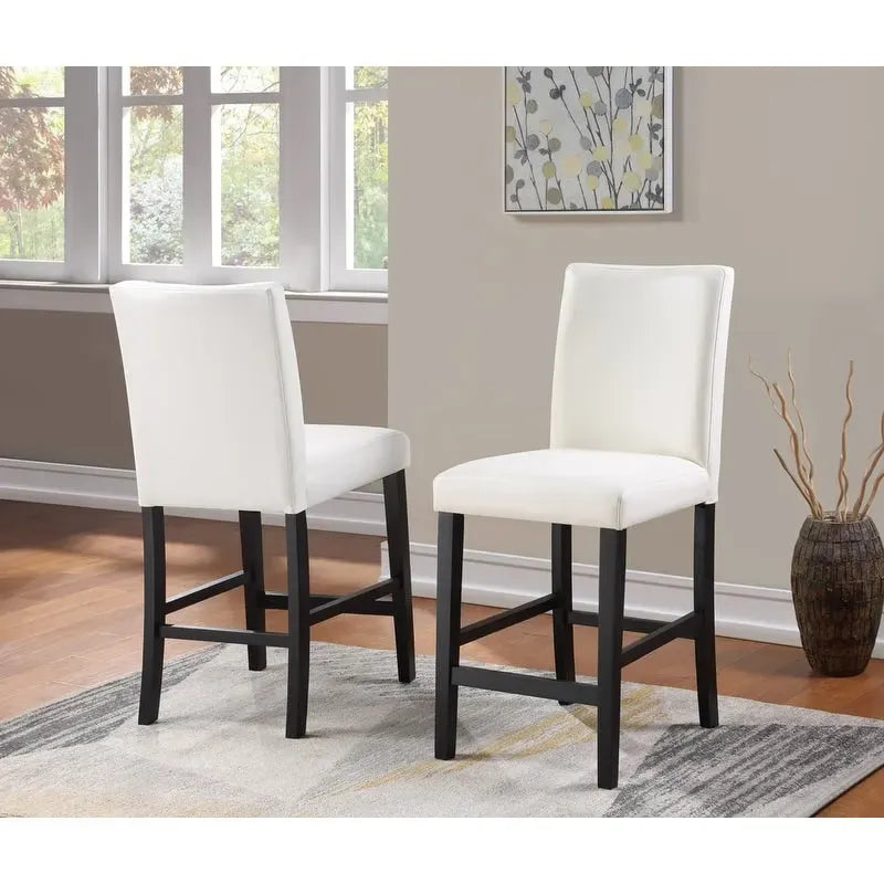 Parson Counter Stool with Wood Legs and Polyester Upholstered Seat