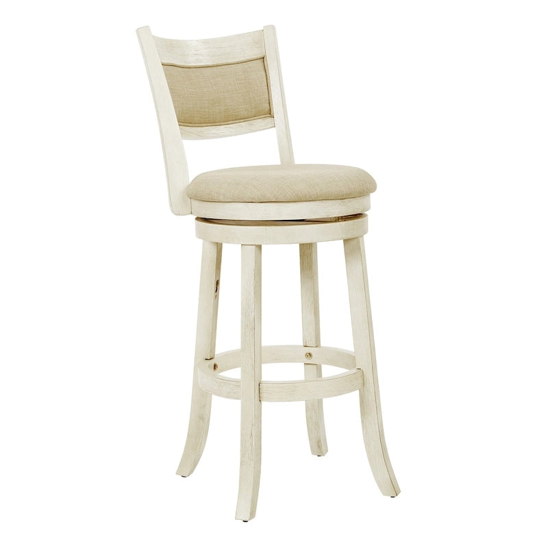 Solid Wood Swivel Bar Stool with Solid Back and Footrest for Kitchen and Breakfast Bar