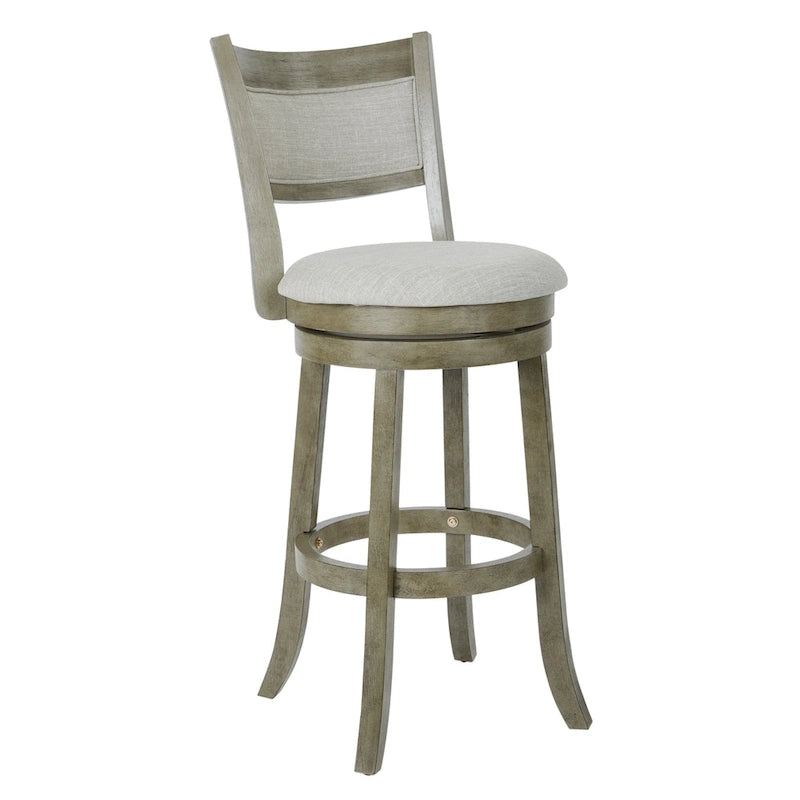 Solid Wood Swivel Bar Stool with Solid Back and Footrest for Kitchen and Breakfast Bar
