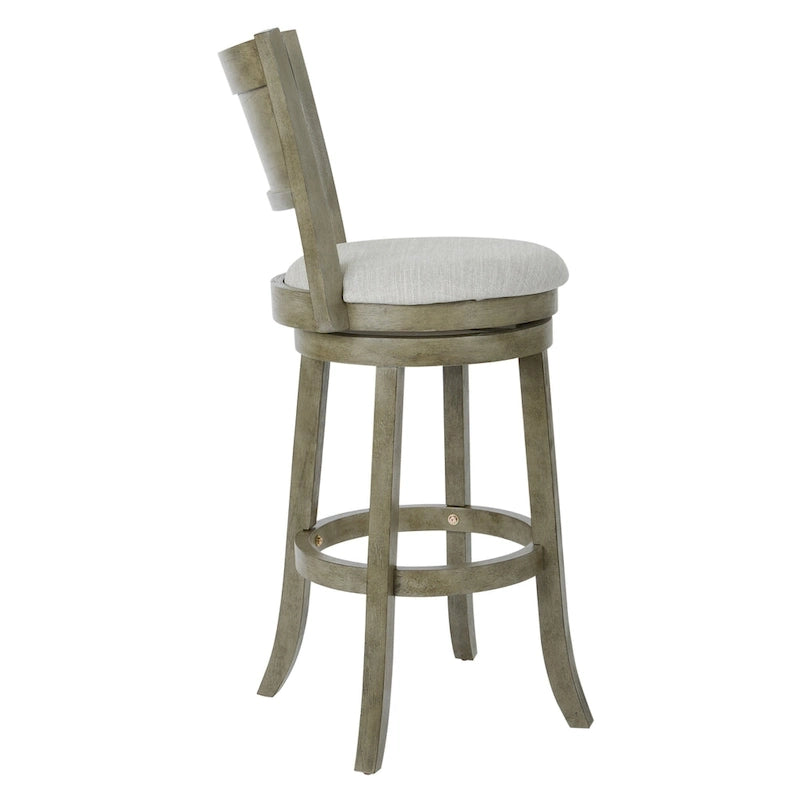 Solid Wood Swivel Bar Stool with Solid Back and Footrest for Kitchen and Breakfast Bar