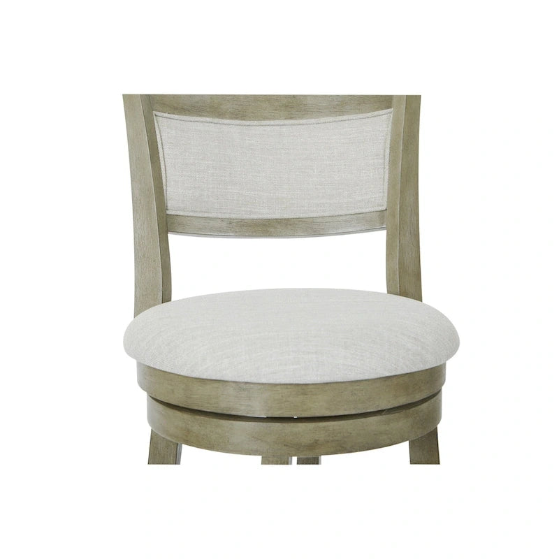 Solid Wood Swivel Bar Stool with Solid Back and Footrest for Kitchen and Breakfast Bar