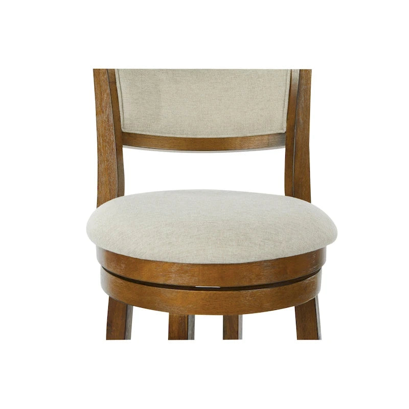 Solid Wood Swivel Bar Stool with Solid Back and Footrest for Kitchen and Breakfast Bar