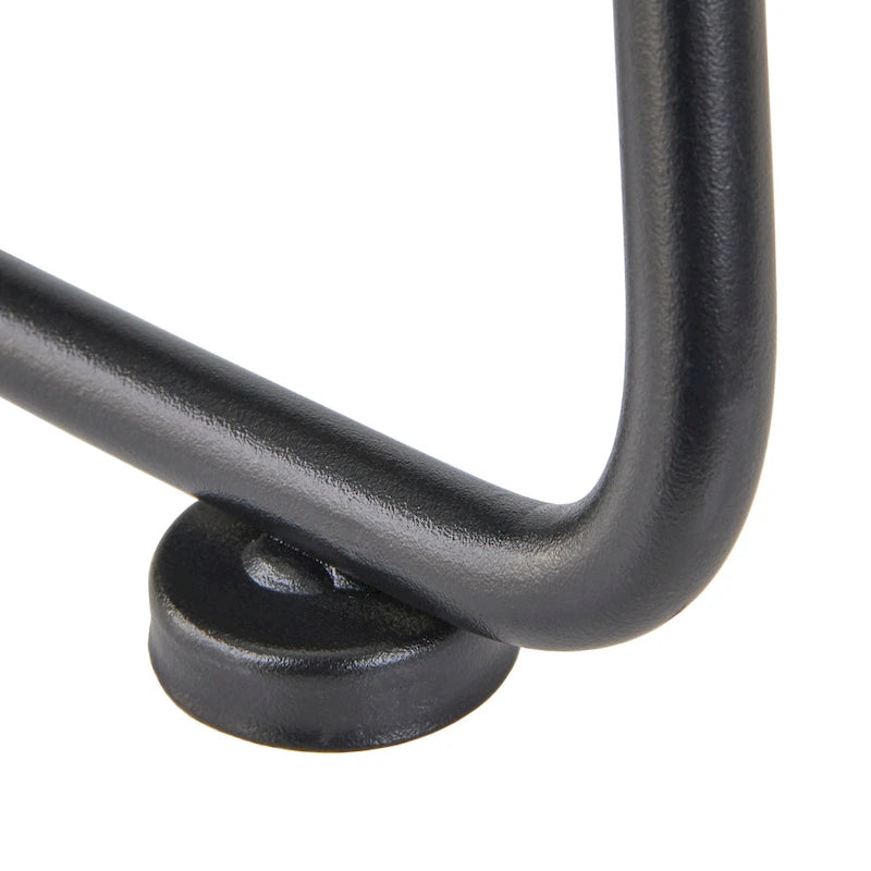Industrial Solid Pine Scooped Seat Stool with Powder-Coated Metal Frame