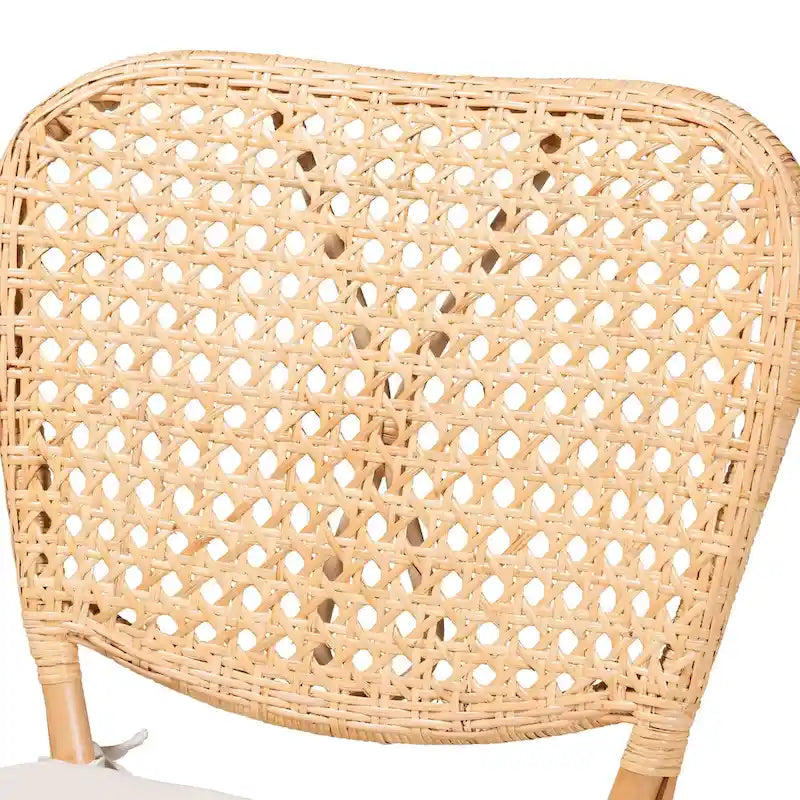 Bohemian Natural Brown Rattan Dining Chair with Removable Cushion