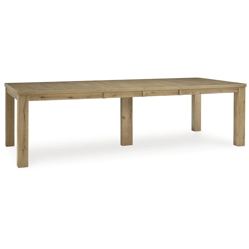 Light Brown Rustic Oak Extension Dining Table with Removable Leaves Seats Ten