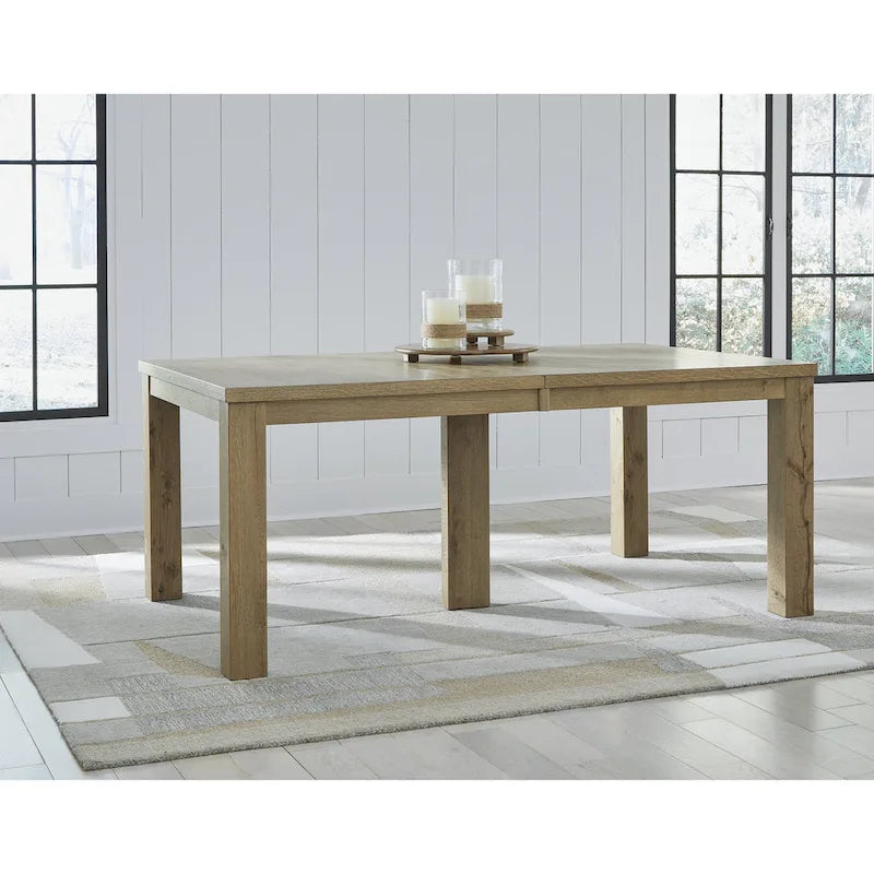 Light Brown Rustic Oak Extension Dining Table with Removable Leaves Seats Ten