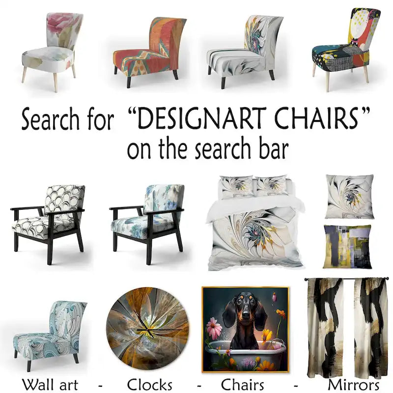 Designart Geometric Black And Teal IV Upholstered Modern Accent Chair - Arm Chair
