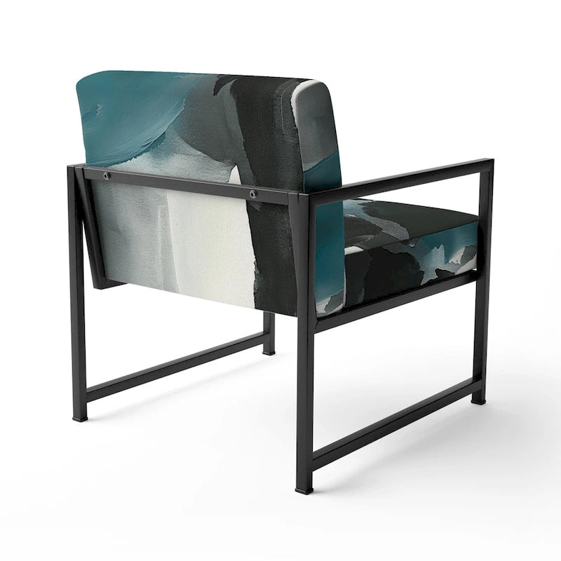 Designart Geometric Black And Teal IV Upholstered Modern Accent Chair - Arm Chair