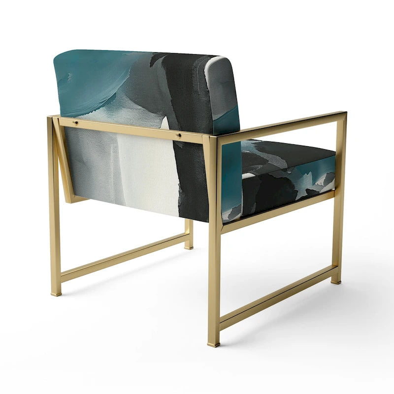 Designart Geometric Black And Teal IV Upholstered Modern Accent Chair - Arm Chair
