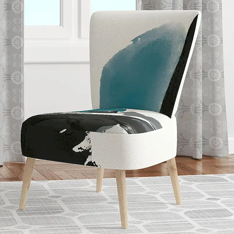 Designart Geometric Black And Teal IV Upholstered Modern Accent Chair - Arm Chair