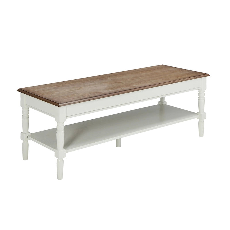 Carved Turned Leg Coffee Table with Bottom Shelf and Storage