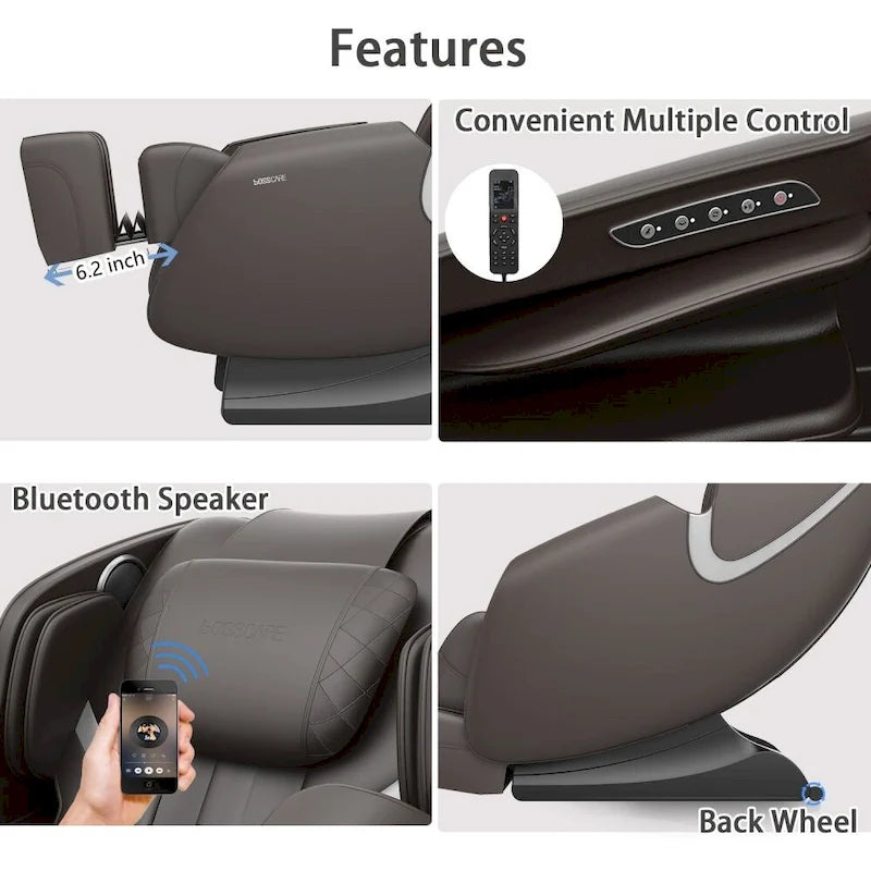 Zero Gravity Massage Chair Recliner with Airbag Heat Bluetooth and Foot Roller