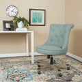 Tufted Armless Home Office Chair with Wood Base Rolling Casters and Adjustable Height