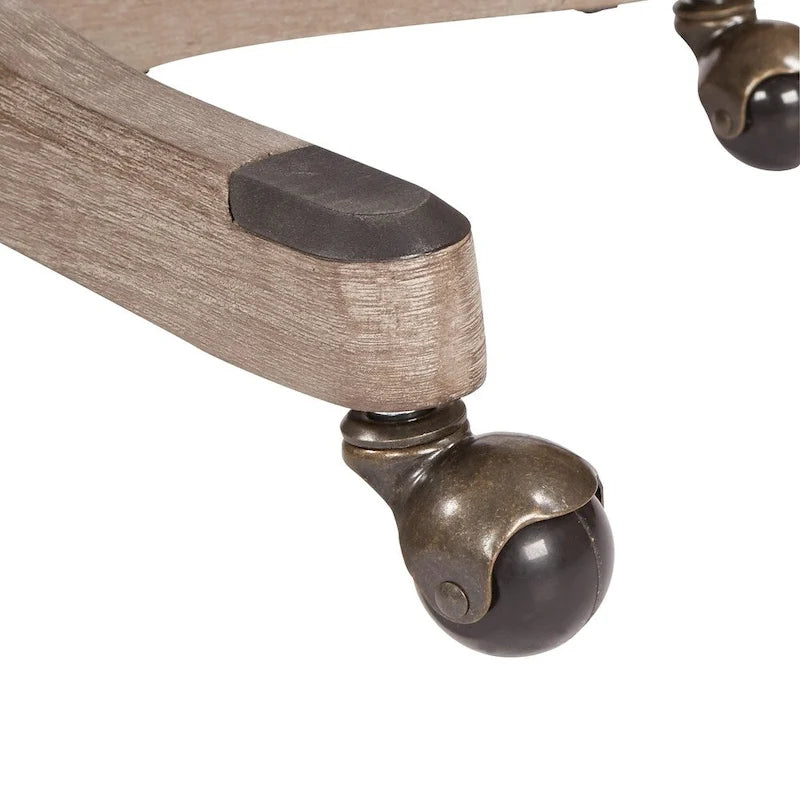 Tufted Armless Home Office Chair with Wood Base Rolling Casters and Adjustable Height