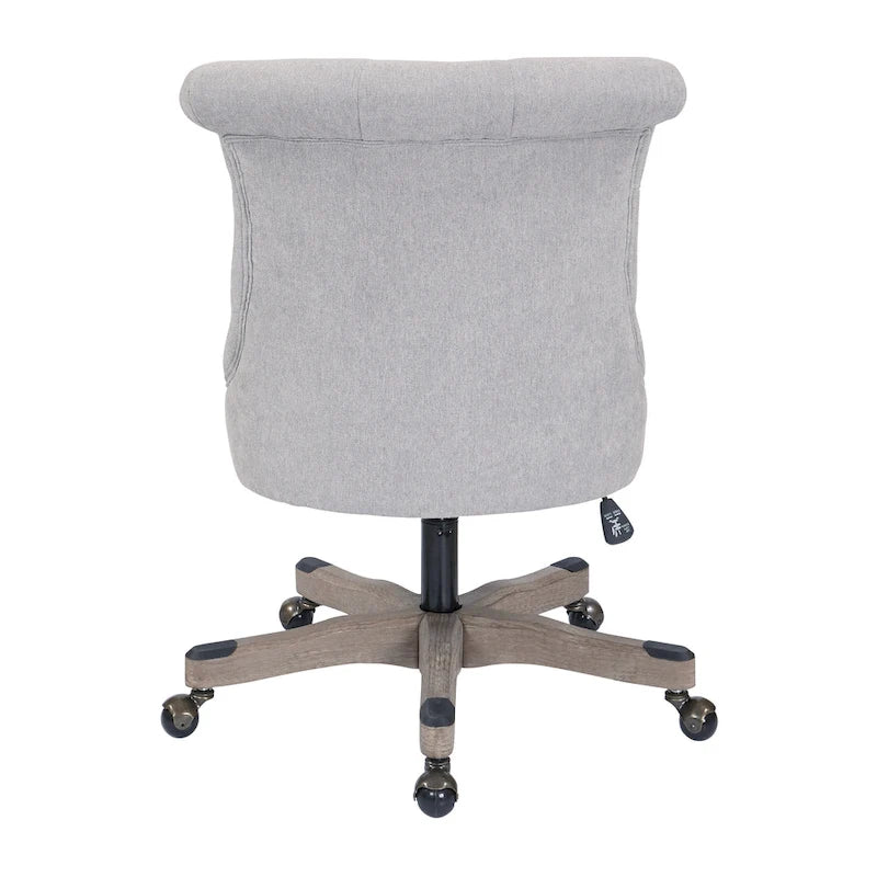 Tufted Armless Home Office Chair with Wood Base Rolling Casters and Adjustable Height