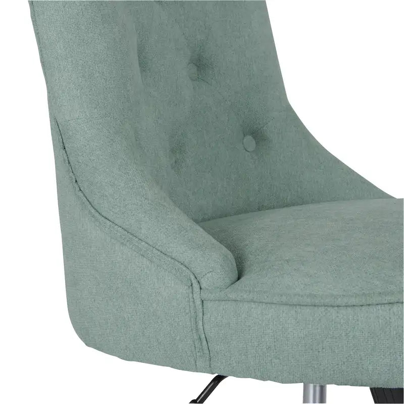Tufted Armless Home Office Chair with Wood Base Rolling Casters and Adjustable Height