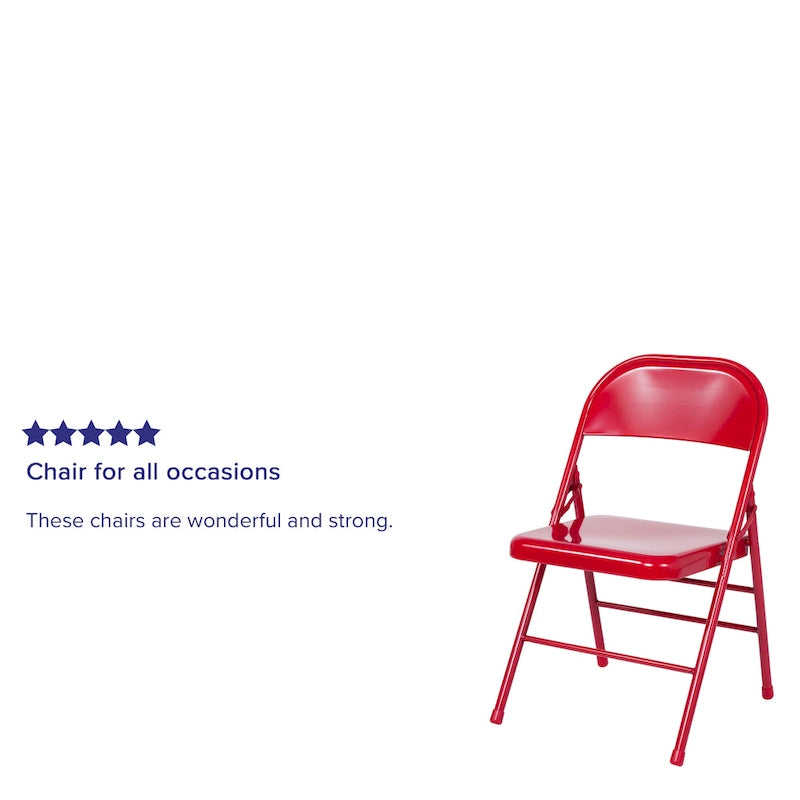 2 Pack Double Braced Metal Folding Chair