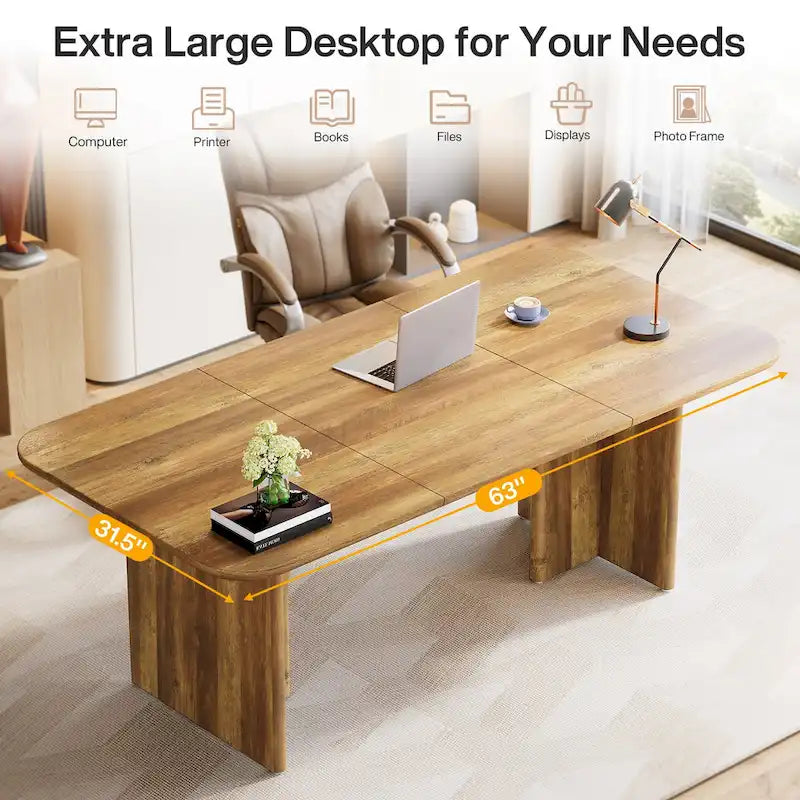 63 Executive Desk, Large Computer Desk Modern Home Office Desk