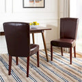 Parsons Marbled Leather Dining Side Chair with Cherry Mahogany Legs