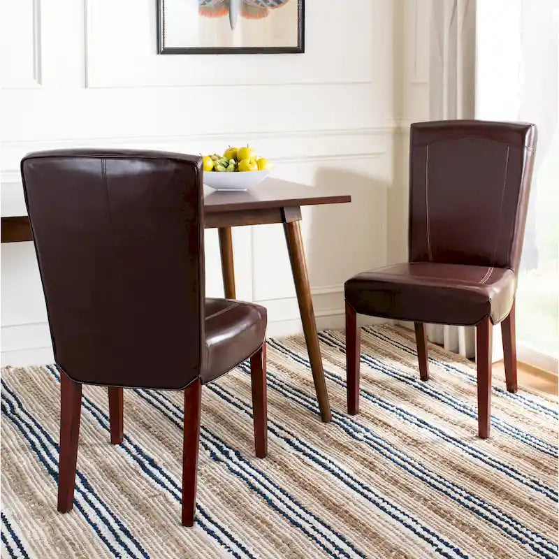 SAFAVIEH Suzie Parsons Brown Marbled Leather Dining Chair (Set of 2) - 20.3 x 24.8 x 39.4 - 20Wx25Dx39H