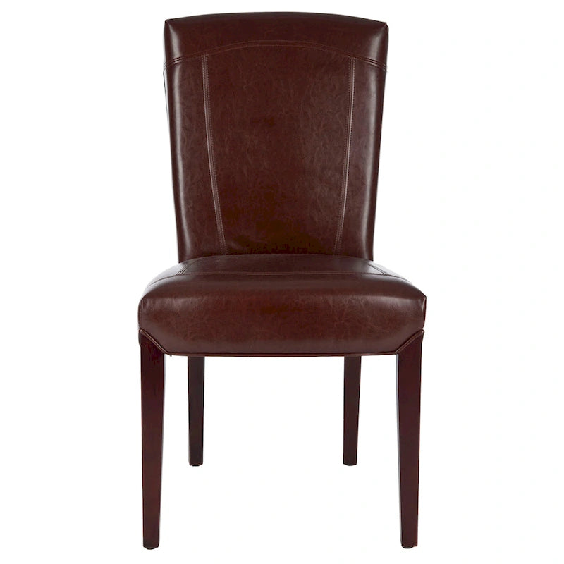 Parsons Marbled Leather Dining Side Chair with Cherry Mahogany Legs