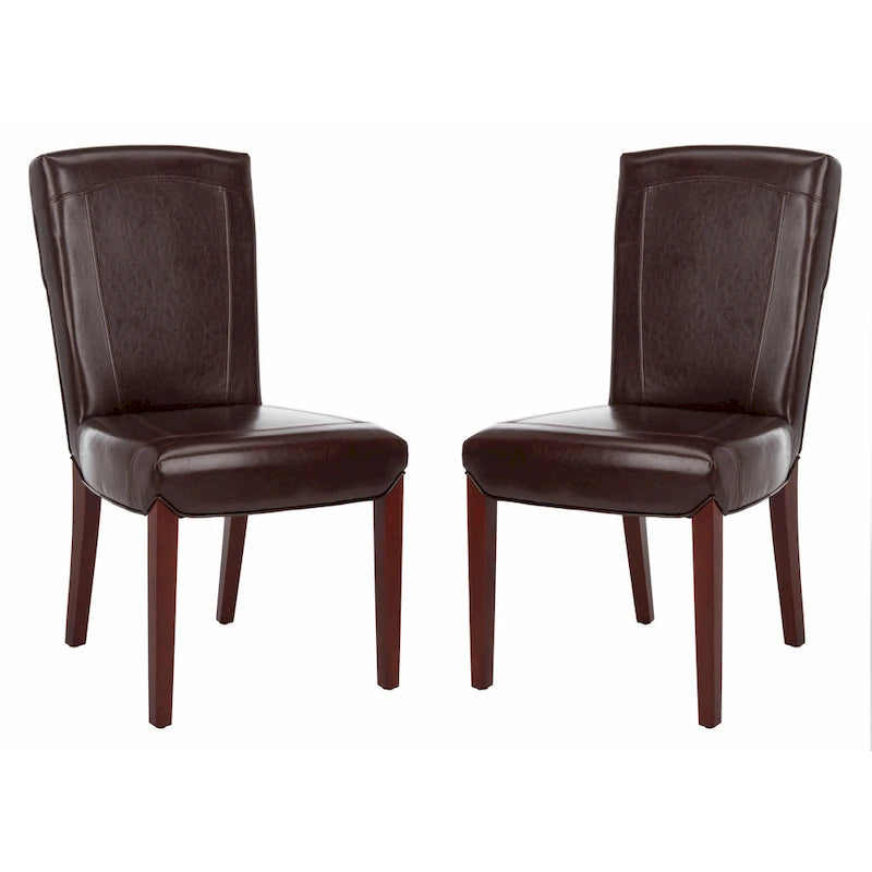 SAFAVIEH Suzie Parsons Brown Marbled Leather Dining Chair (Set of 2) - 20.3 x 24.8 x 39.4 - 20Wx25Dx39H