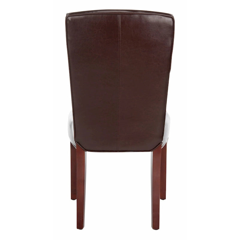 Parsons Marbled Leather Dining Side Chair with Cherry Mahogany Legs