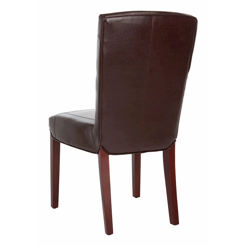 Parsons Marbled Leather Dining Side Chair with Cherry Mahogany Legs