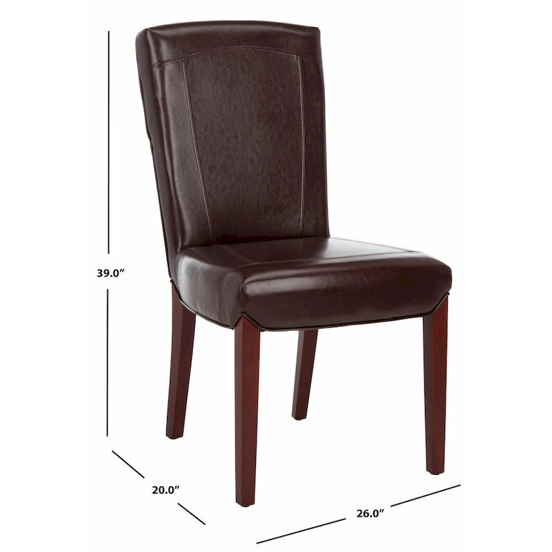 Parsons Marbled Leather Dining Side Chair with Cherry Mahogany Legs