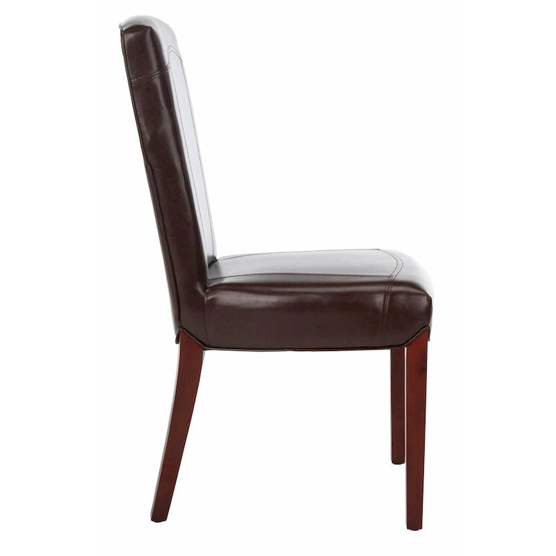 Parsons Marbled Leather Dining Side Chair with Cherry Mahogany Legs
