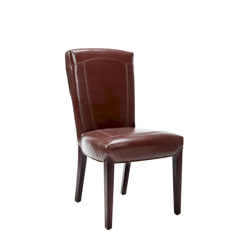 Parsons Marbled Leather Dining Side Chair with Cherry Mahogany Legs