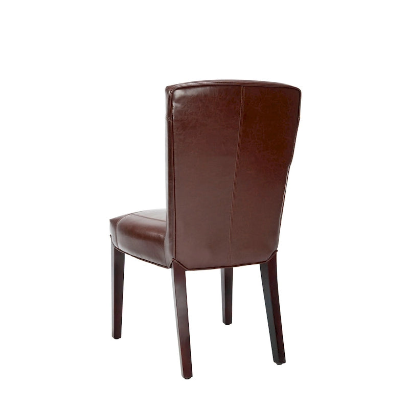 Parsons Marbled Leather Dining Side Chair with Cherry Mahogany Legs