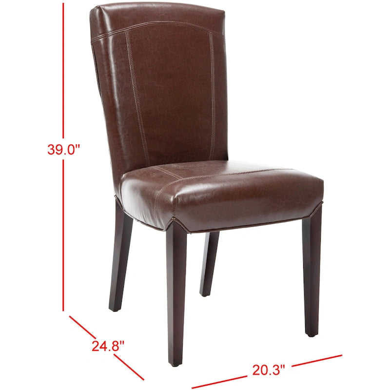 Parsons Marbled Leather Dining Side Chair with Cherry Mahogany Legs