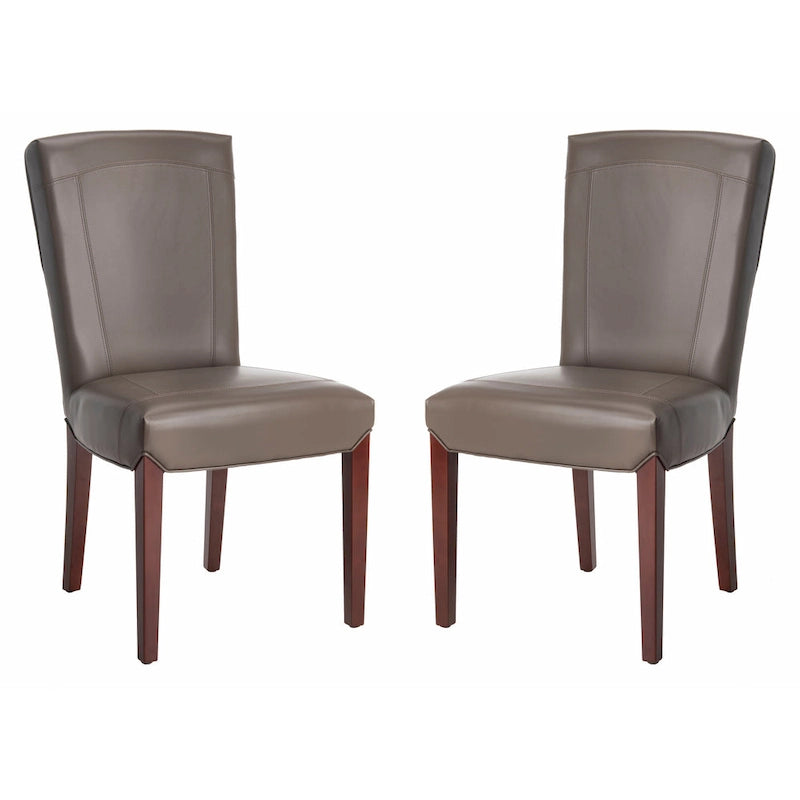 Parsons Marbled Leather Dining Side Chair with Cherry Mahogany Legs